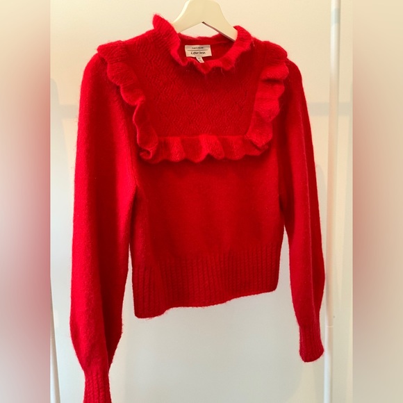 & Other Stories Red Frilled Overlay Knit Sweater - Picture 1 of 5